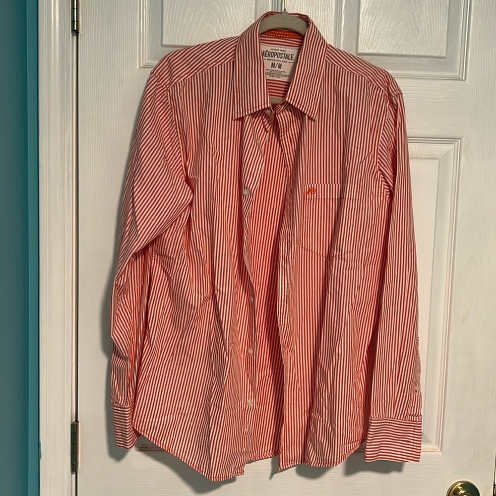 Aeropostale orange stripe button down